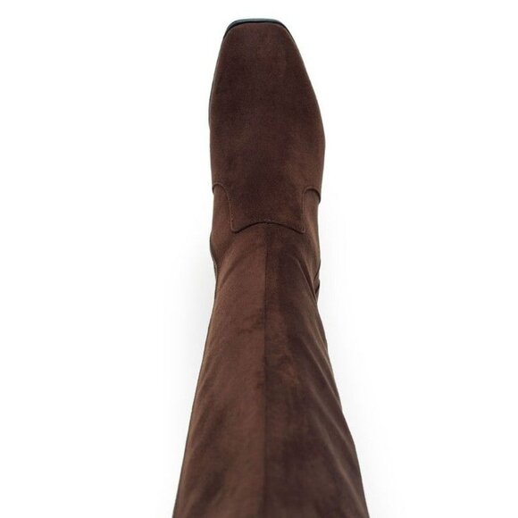 ZILLY KNEE HIGH FAUX SUEDE BOOTS - Black - Picture 7 of 11
